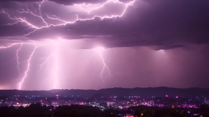 雷霆闪电打雷延时恶劣天气素材视频