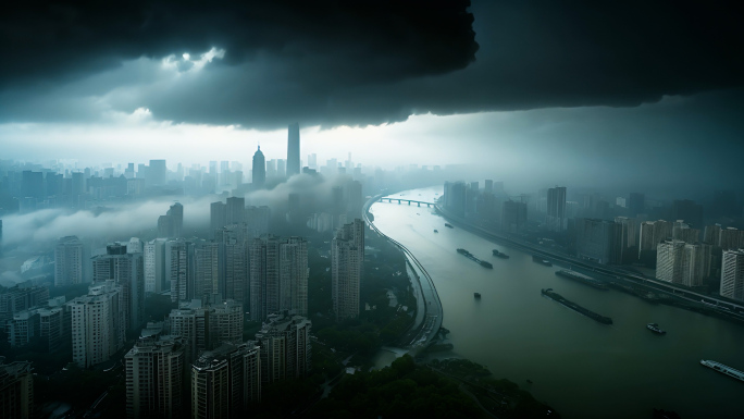 黑云压城 城市乌云 乌云密布 暴风雨来临