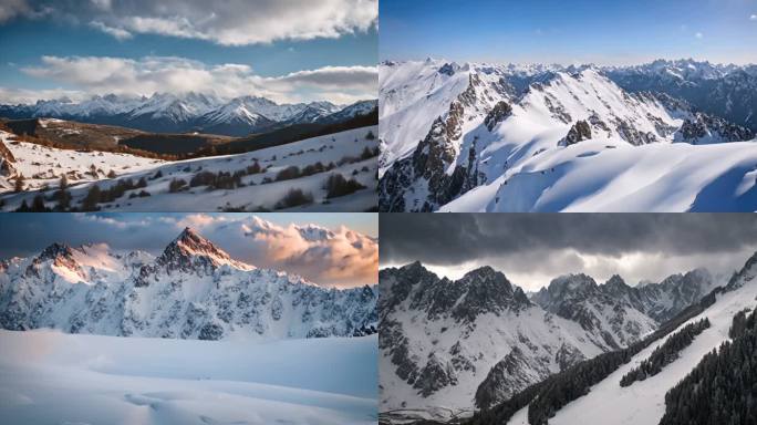 大气雪山山峰