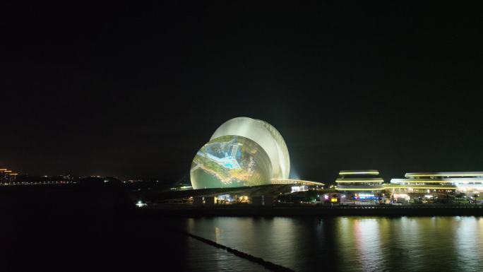 珠海日月贝夜景航拍夜晚珠海大剧院珠海地标