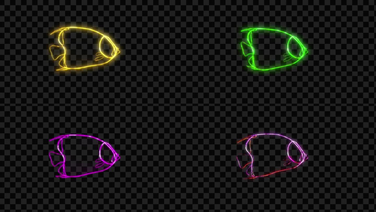 6个颜色的辉光鱼-带透明通道