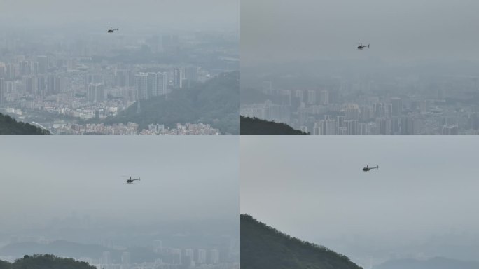 直升机飞跃梧桐山