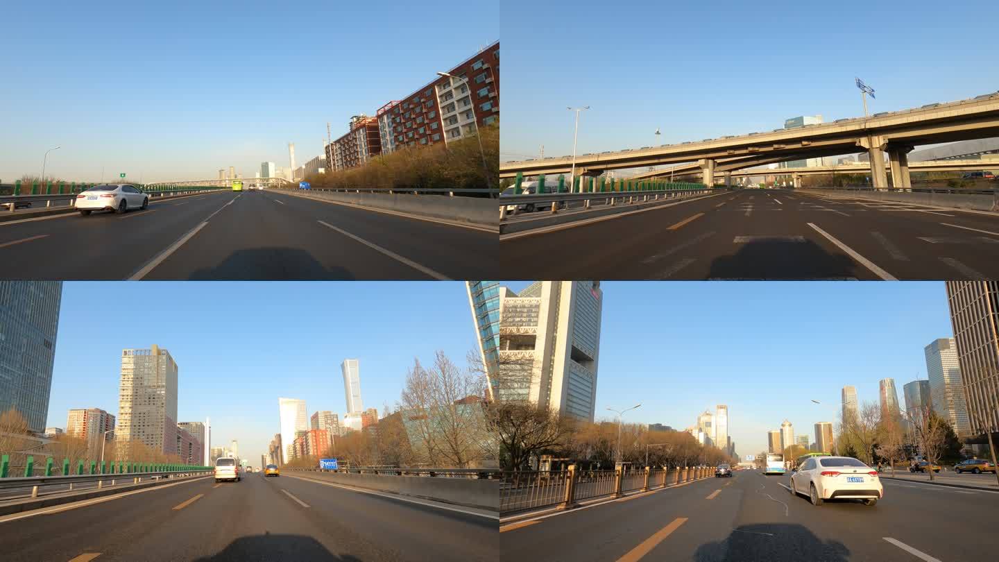 北京市朝阳区国贸白天车头行车空镜