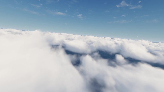4K云端穿越云层云海穿梭天空白云