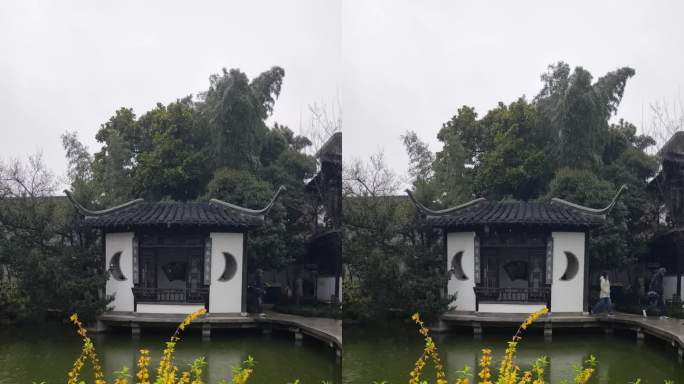 微雨中的古亭 扬州二分明月楼