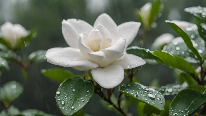 原创实拍下雨天栀子花栀子花实拍唯美栀子花