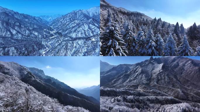 秦岭雪景实景航拍