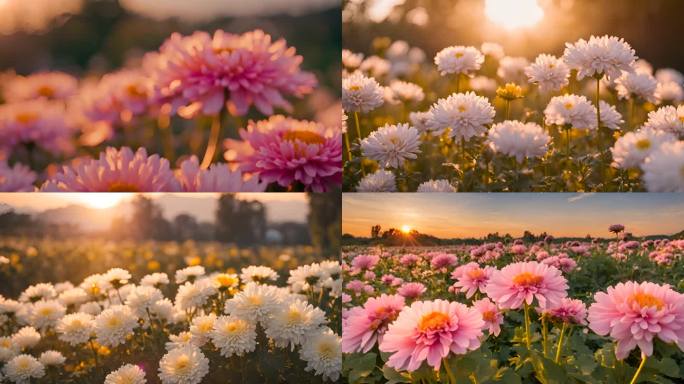 绽放 空镜 美景 景观 花海 飘动