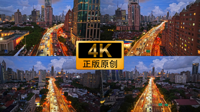 4K城市高架交通高峰车流素材2