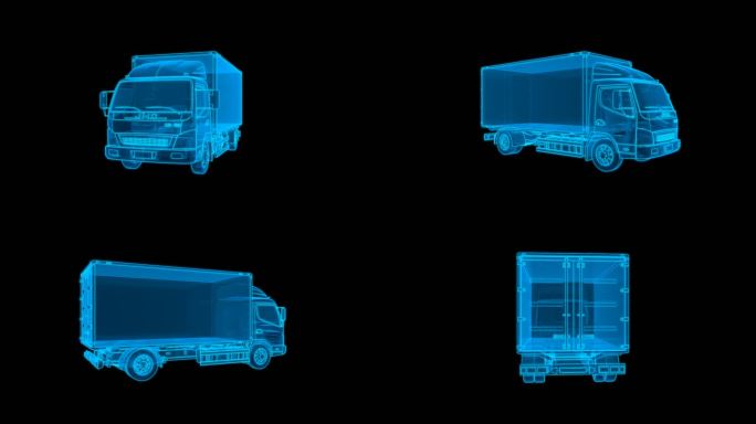 全息科技蓝色线框轻型货车带通道无缝循环