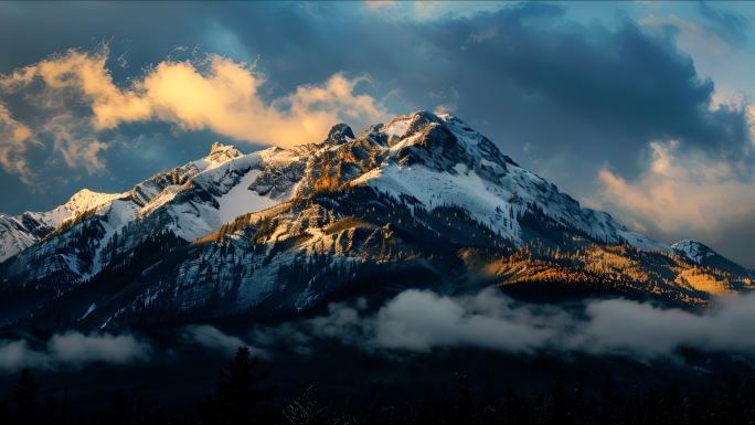 雪山航拍延时大自然漂亮雪山风景4K