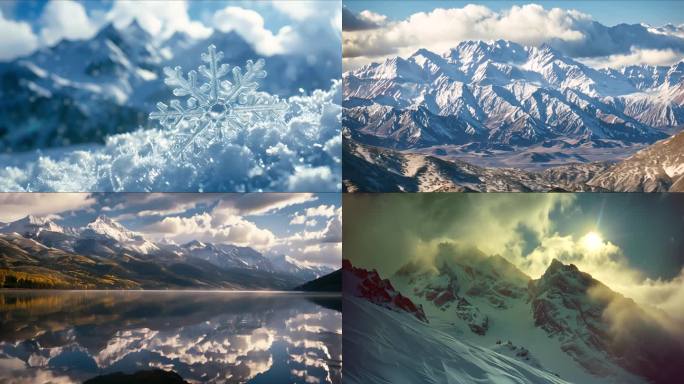 雪山航拍延时大自然漂亮雪山风景4K