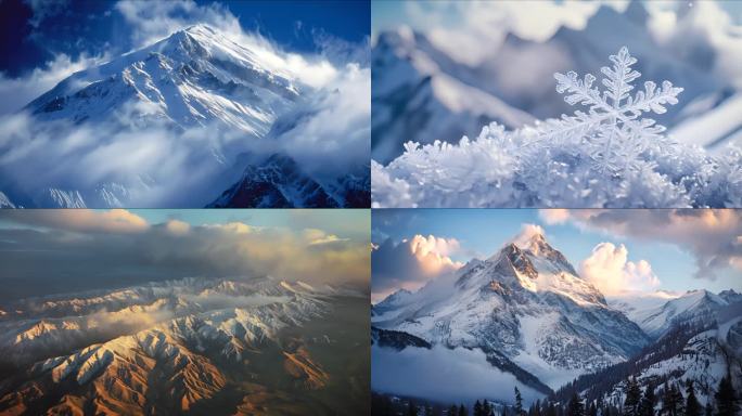 雪山延时大自然航拍漂亮天山雪山风景4K