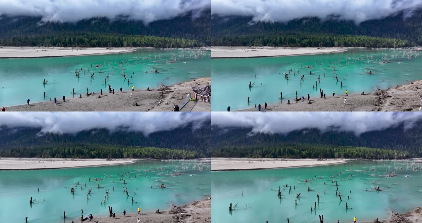 4K航拍西藏林芝波密古乡湖景区