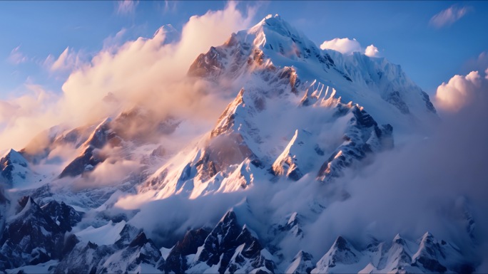 雪山航拍延时大自然雪山风景4K