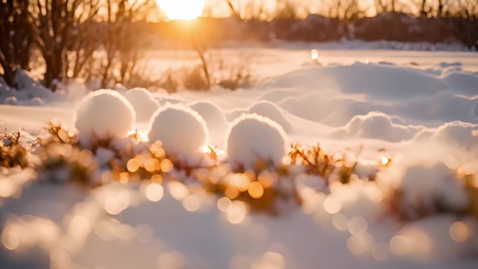 雪球雪人阳光雪地