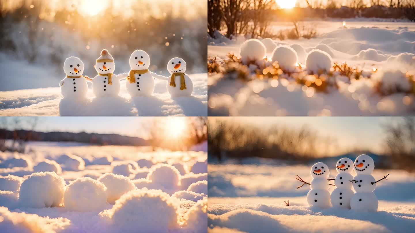 雪球雪人阳光雪地