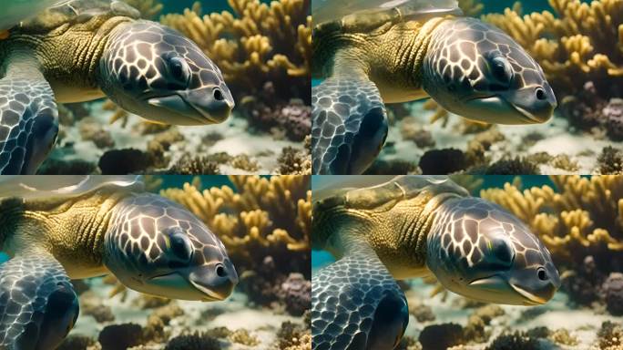 水下海龟游泳