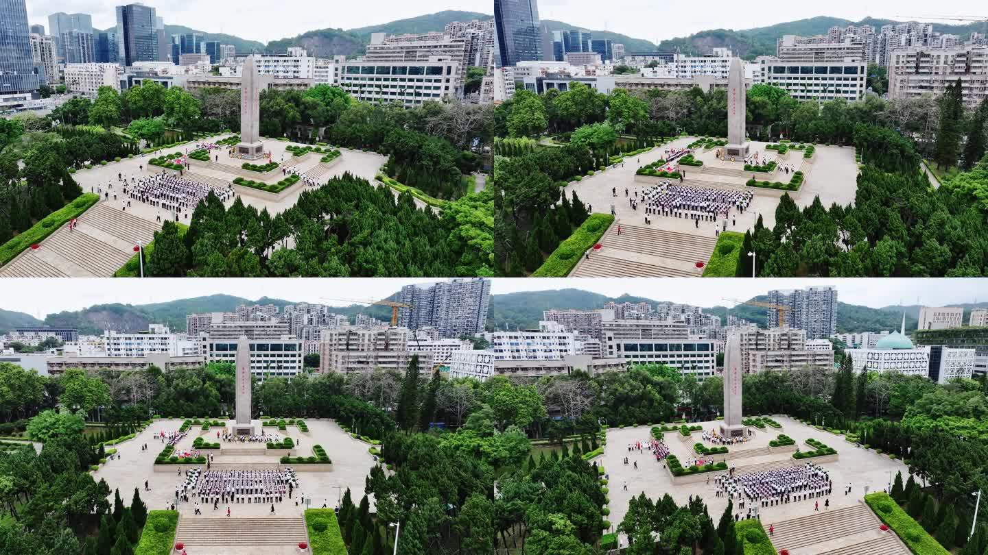 深圳烈士陵园纪念碑航拍视频