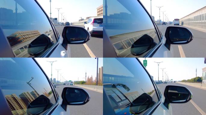 城市汽车开车第一视角后视镜视频素材44