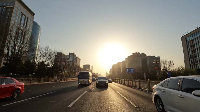 北京市长安大街车尾行车空镜