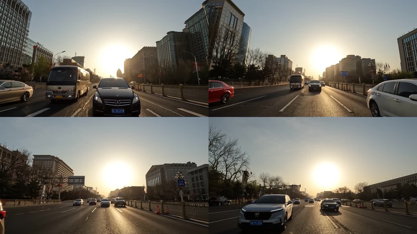 北京市长安大街车尾行车空镜