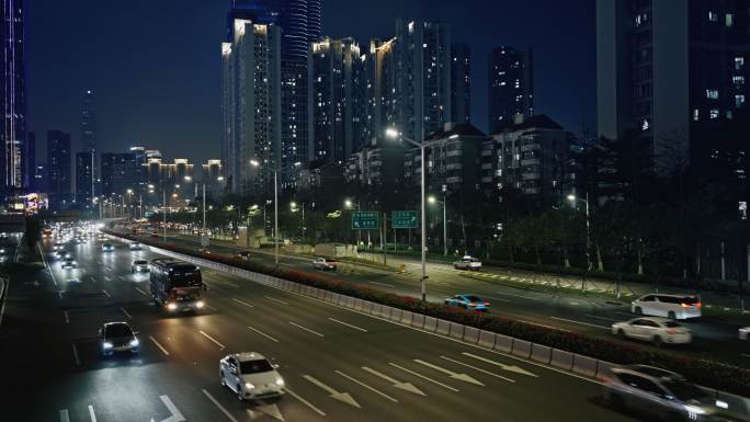 【正版素材】公路车流大城市夜景2944