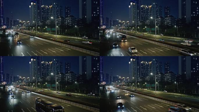 【正版素材】公路车流大城市夜景2944