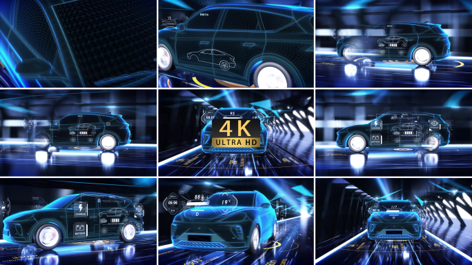 科技汽车隧道行驶穿梭三维动画视频素材
