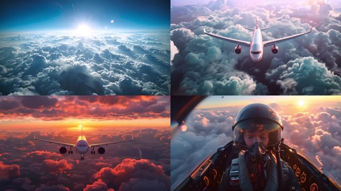空中旅行 穿越云层 飞机飞过云层