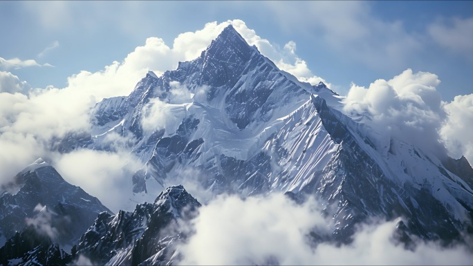 雪山航拍延时大自然漂亮雪山风景4K
