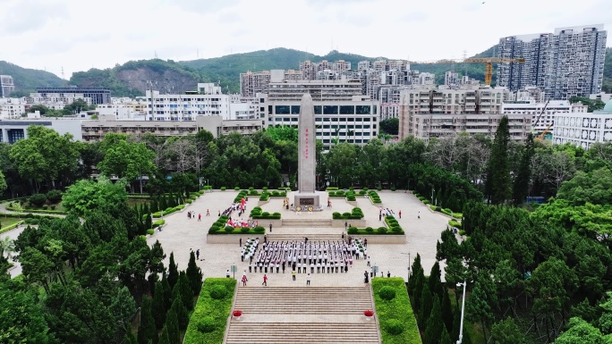 深圳烈士陵园纪念碑航拍视频