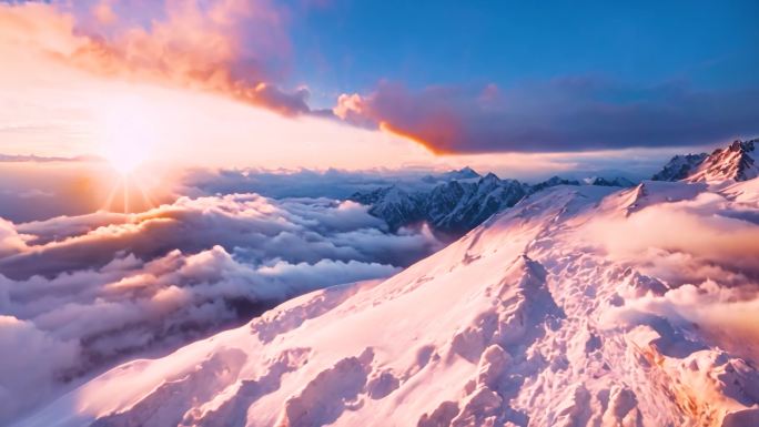 雪山大好河山云海雪地