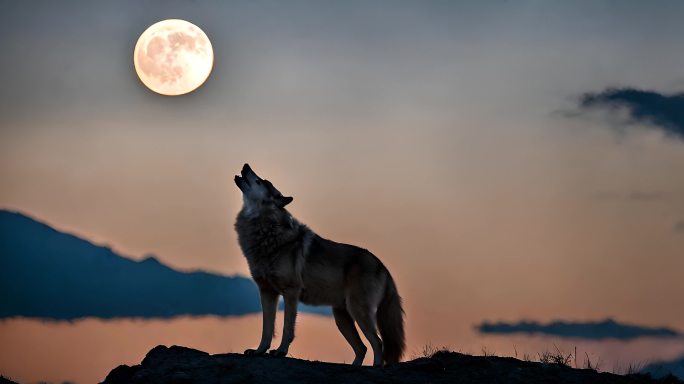 黑夜 狼群 月亮 嚎叫