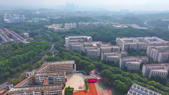 华南师范大学广州校区航拍大学城校园风景风