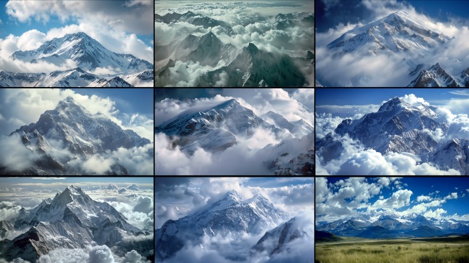 山雪山高山云海山峰山脉意境风景大山