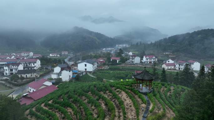 池州 美丽乡村 航拍 风光 田野 雨后