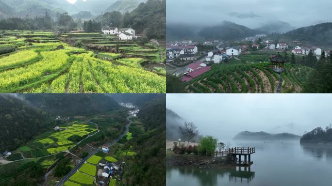 池州 美丽乡村 航拍 风光 田野 雨后