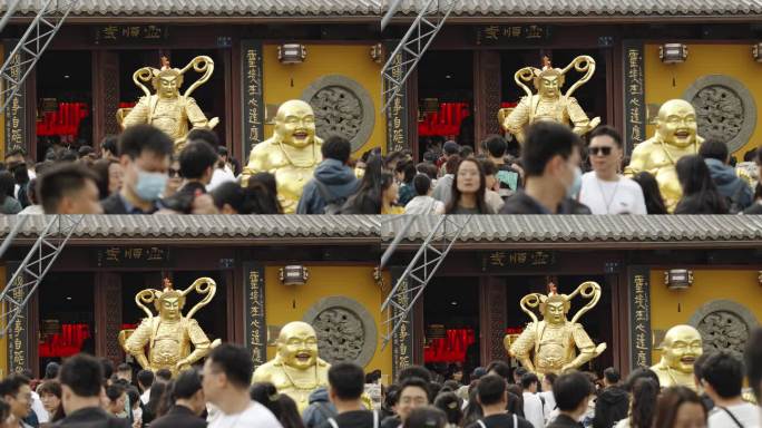 杭州灵顺寺北高峰寺庙人流游客