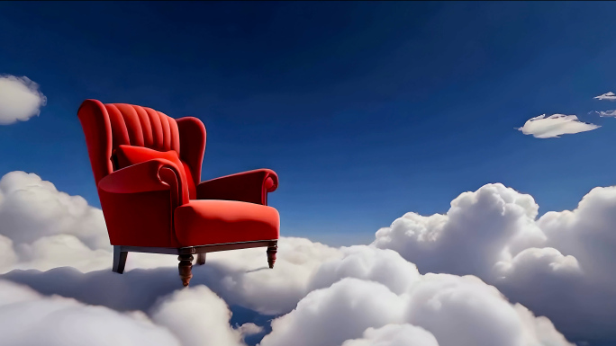 天空云中梦幻椅子云端漂浮椅子创意概念艺术