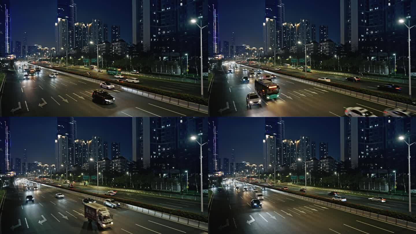【正版素材】公路车流大城市夜景2943