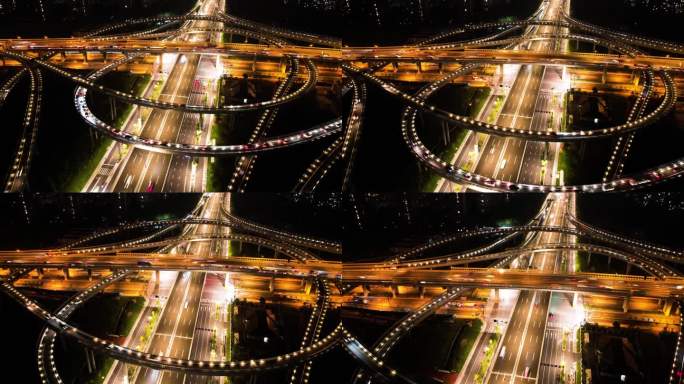 城市立交桥车辆车流夜景延时摄影9