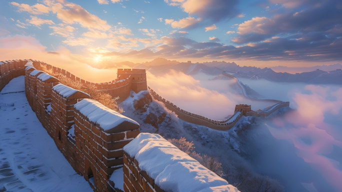 中国长城雪景