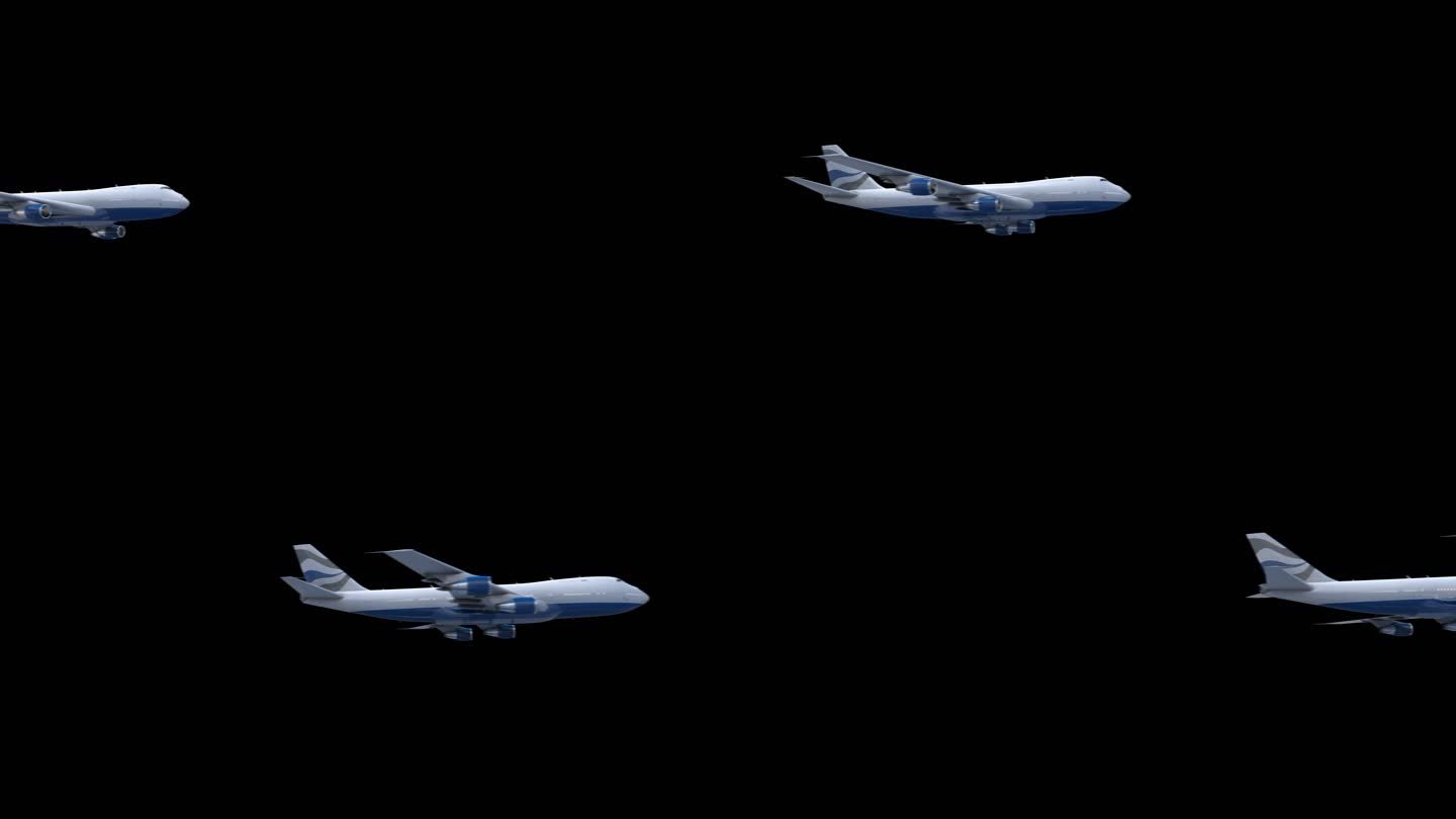 4K航空飞机飞行透明通道素材