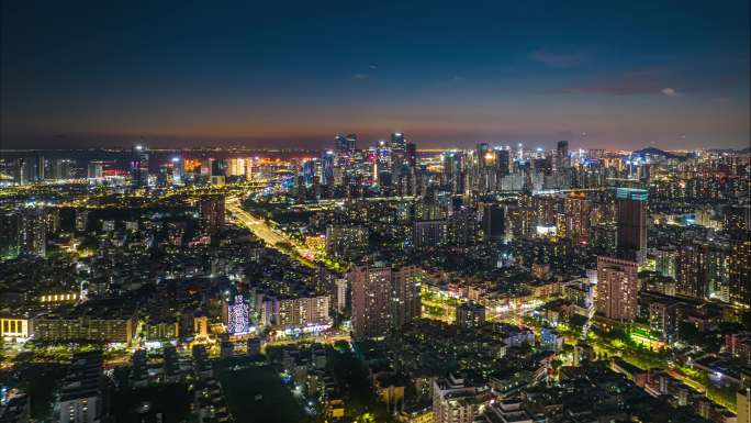 4K航拍深圳南山前海夜景延时