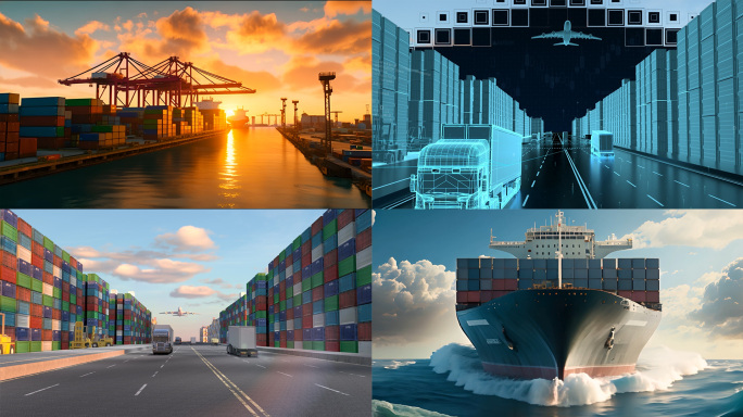 港口码头集装箱货轮 国际贸易