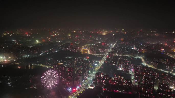 梅州兴宁大年三十夜景 兴宁城市航拍