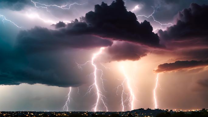 雷雨天气闪电打雷