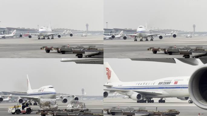 国航波音747从远方靠近