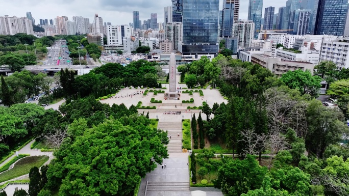 深圳烈士陵园纪念碑航拍视频